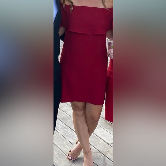 Charles Henry Burgundy Off-Shoulder Mini Dress - Picture 6 of 6